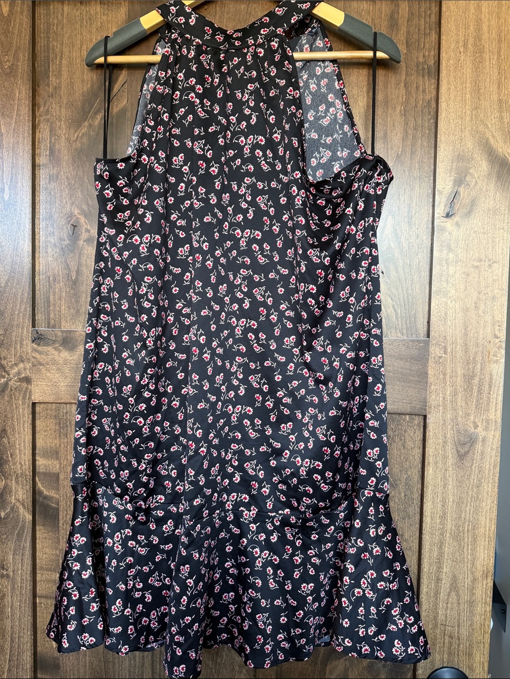 GAP Black Midi Dress with Pink Floral Print